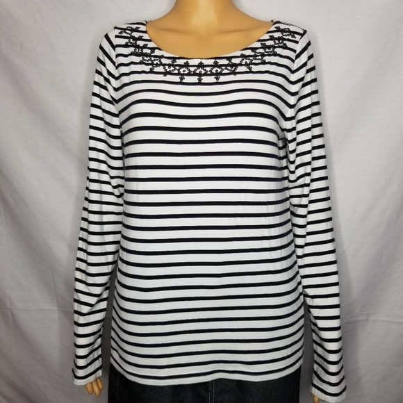 Vineyard Vines Tops - VINEYARD VINES BLACK/WHITE STRIPED SEQUIN TOP